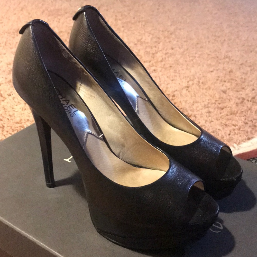 Michael Kors Black Peep Toe Pumps